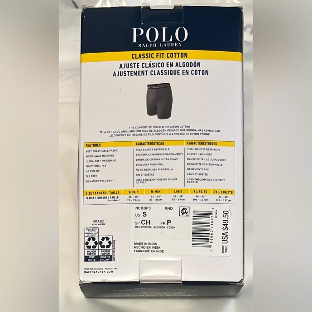 POLO RALPH LAUREN Men’s 3‎ PACK Classic Fit Cotton Boxer Briefs